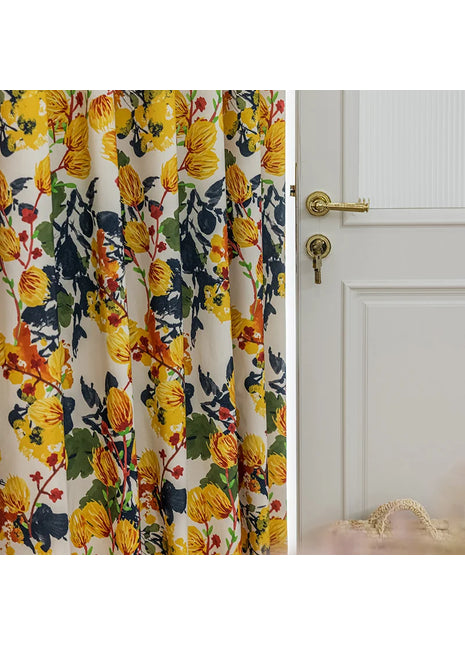 Rideau motifs Floraux Jaune