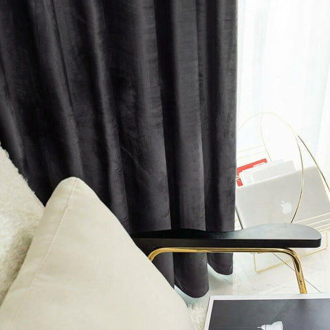 Rideau Occultant Velours Noir Élégant Chambre