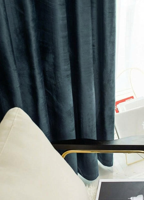 Rideau Occultant Velours Bleu Marine Bureau