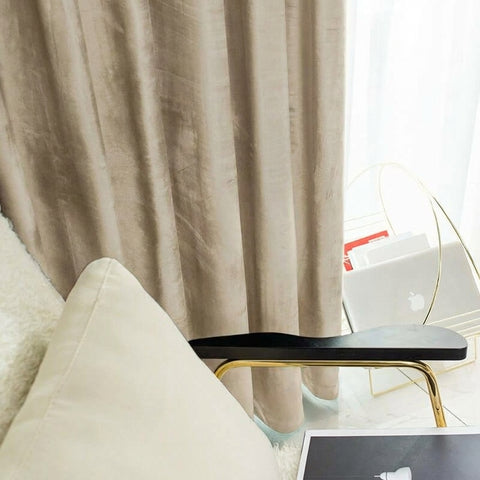 Rideau Occultant Velours Beige Clair Chambre