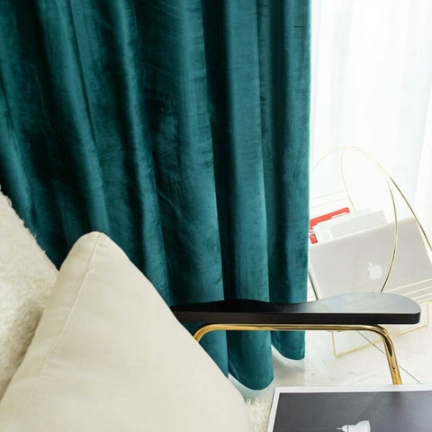 Rideau Occultant Velours Vert Émeraude Salon