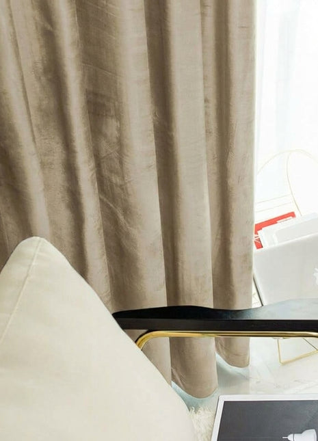 Rideau Occultant Velours Taupe Premium Salon