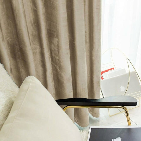 Rideau Occultant Velours Taupe Premium Salon