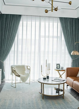 Rideau Occultant Velours Vert Paon Chambre