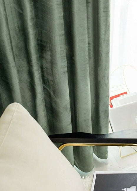 Rideau Occultant Velours Vert Jade Salon