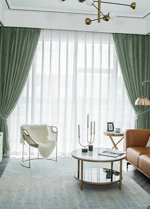 Rideau Occultant Velours Vert Sapin Salon