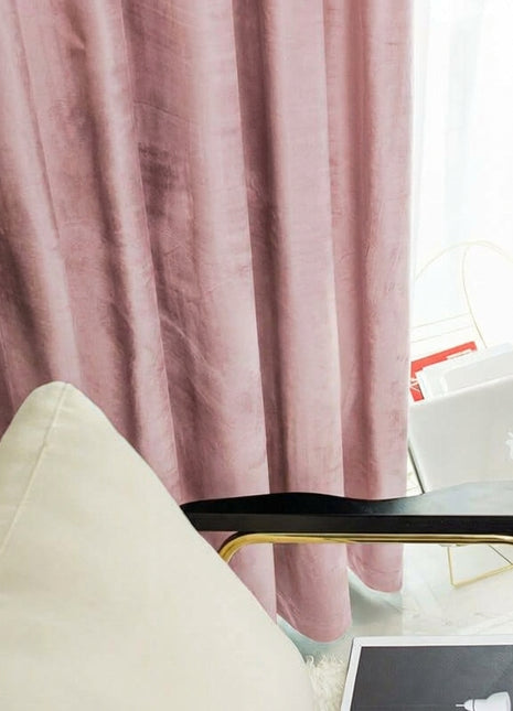 Rideau Occultant Velours Rose Poudré Chambre