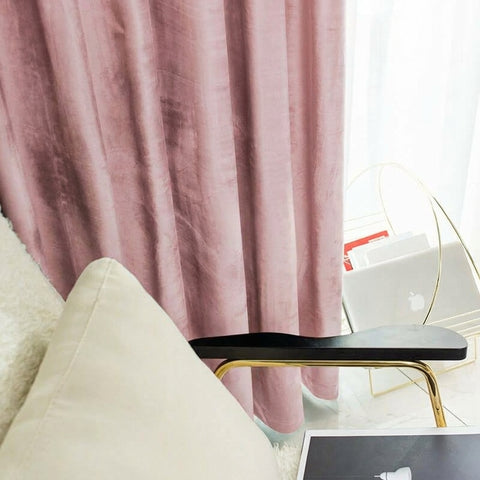 Rideau Occultant Velours Rose Blush Chambre