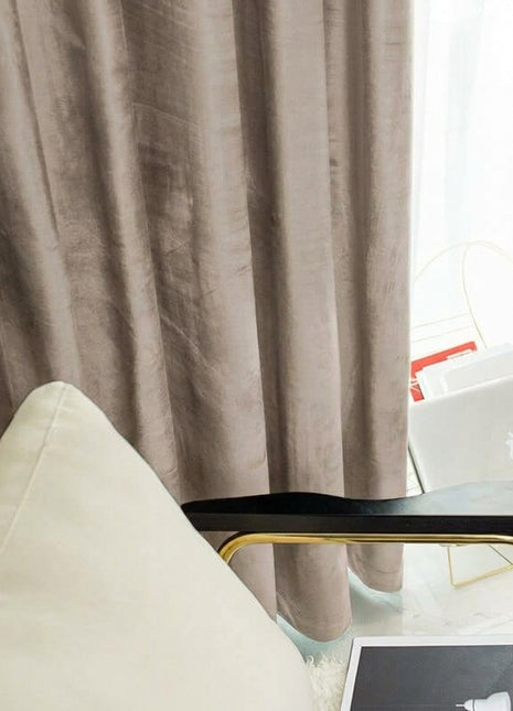 Rideau Occultant Velours Taupe Rosé Chambre