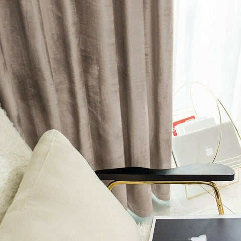 Rideau Occultant Velours Taupe Rosé Chambre