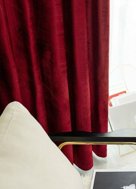 Rideau Occultant Velours Rouge Bordeaux Chambre