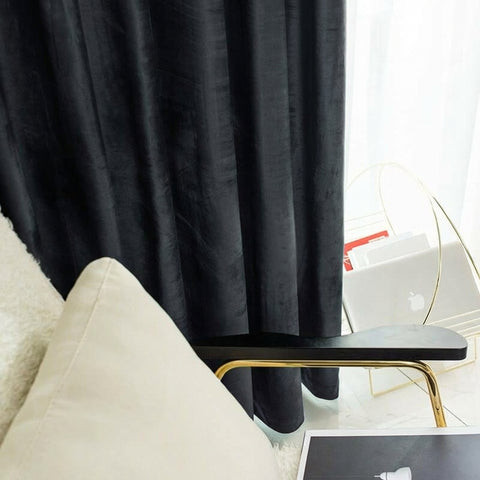 Rideau Occultant Velours Noir Premium Salon
