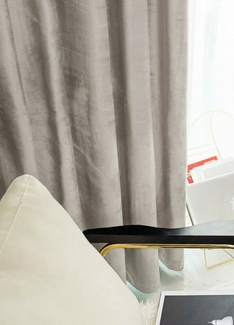 Rideau Occultant Velours Gris Perle Salon