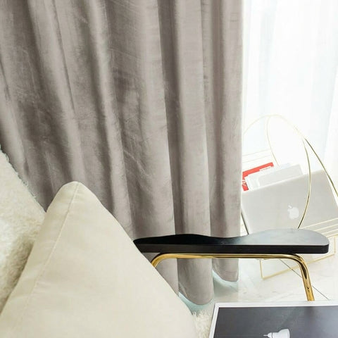 Rideau Occultant Velours Gris Perle Salon