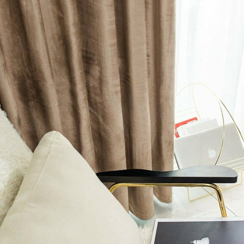 Rideau Occultant Velours Beige Naturel Chambre