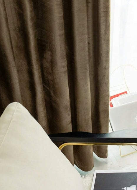 Rideau Occultant Velours Chocolat Brun Bureau