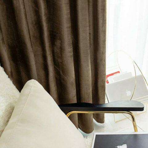 Rideau Occultant Velours Chocolat Brun Bureau