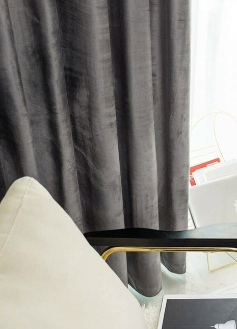 Rideau Occultant Velours Gris Foncé Chambre