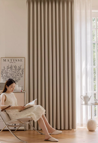 Rideau occultant thermique beige chenille double face premium