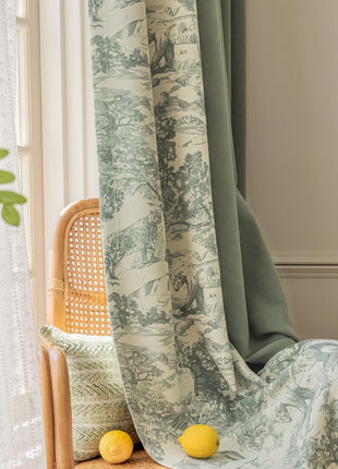 a chair with a yellow lemon on it next to a curtain