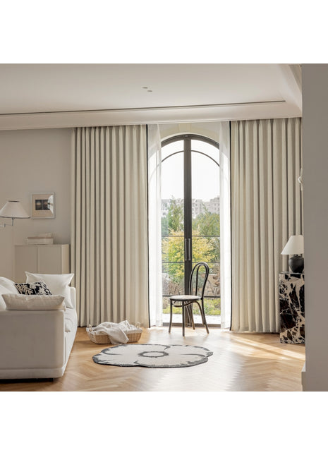 Rideau lin naturel bicolore style scandinave épuré lumineux