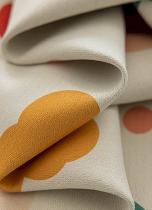 a close up of a polka dot fabric