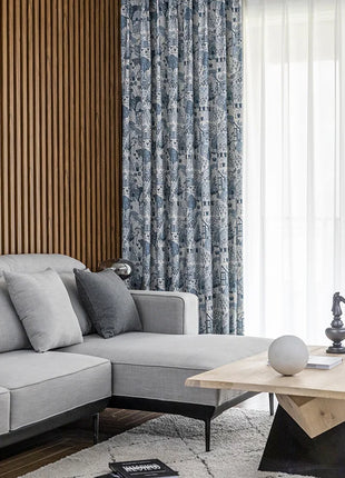 Rideau Blanc et Bleu Moderne