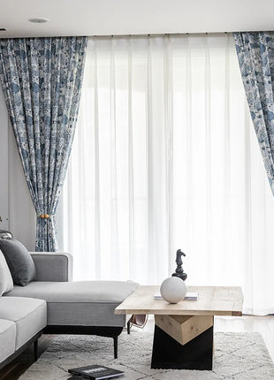 Rideau Blanc et Bleu Moderne