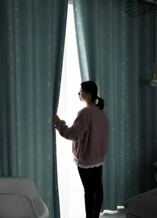 Rideau Cyan Motifs Argenté