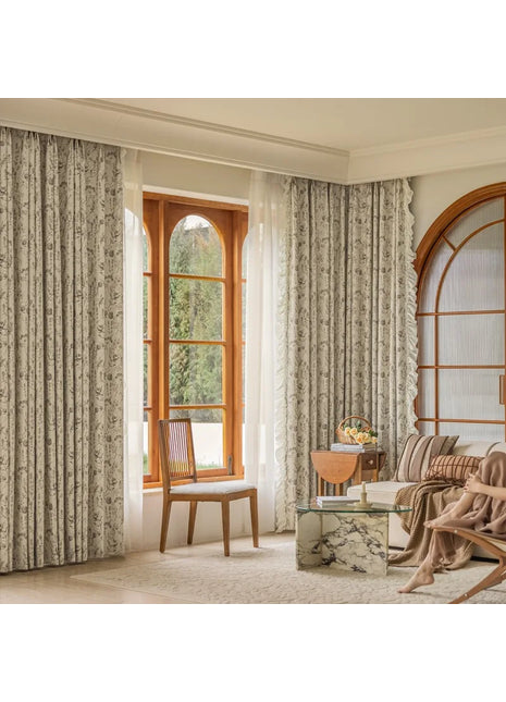Rideau Vintage Luxe Blanc Motifs