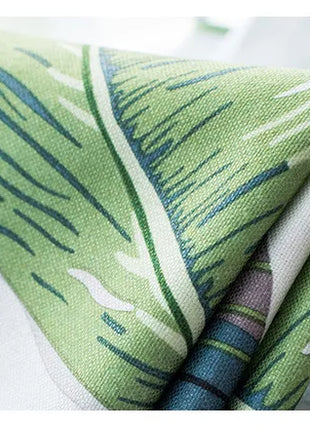 Rideau Leger Blanc Motifs Bleu Vert