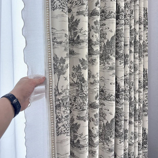 Rideau Blanc Vintage Motifs