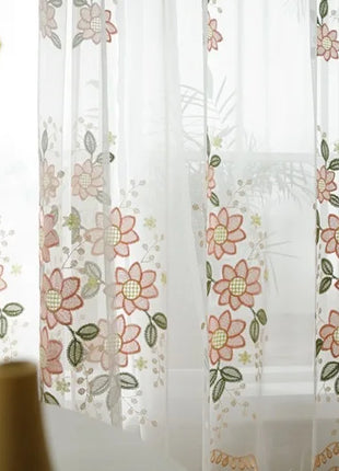 Voilage Fleurs Rose Decoration