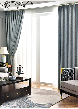 Rideau Bleu Luxe Motifs