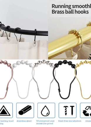 Crochets à Billes en Laiton pour Rideaux de Douche (12pcs)