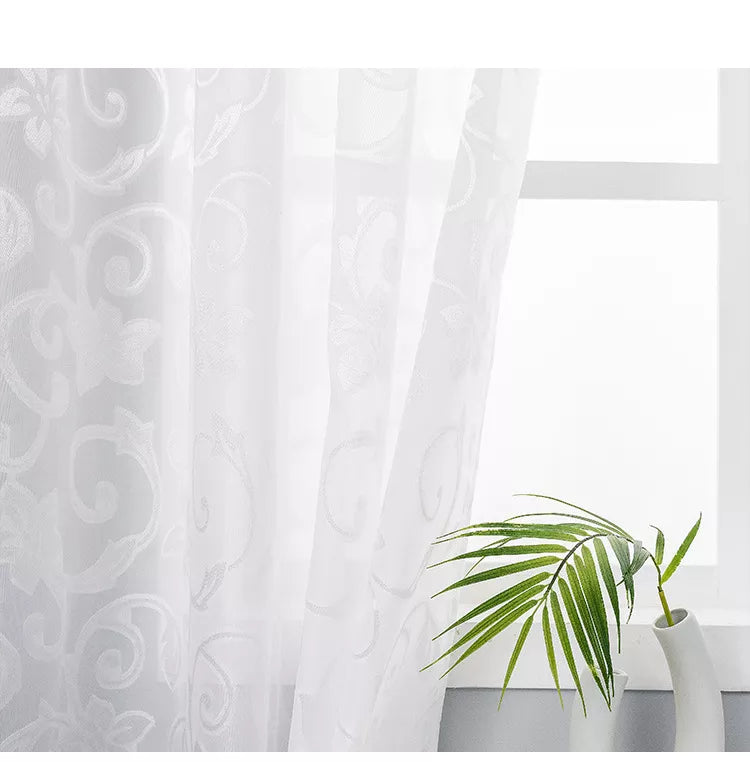 Voilage Blanc Motifs Elegant