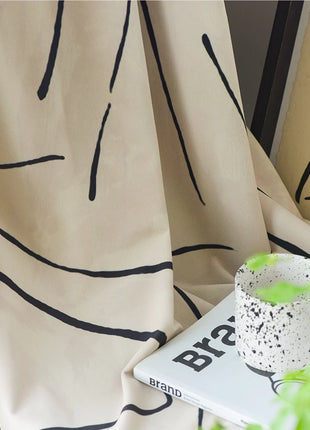 Rideau Blanc Motifs Noir Velours