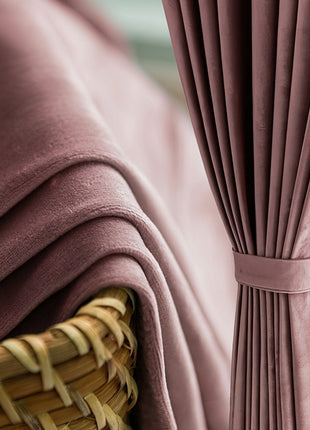 Rideau Occultant Velours Rose Poudré Chambre