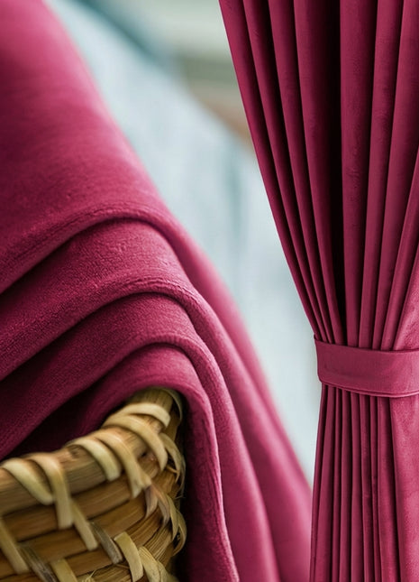 Rideau Occultant Velours Fuchsia Chambre