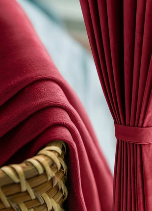 Rideau Occultant Velours Rouge Bordeaux Salon