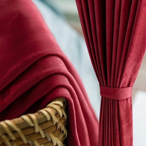 Rideau Occultant Velours Rouge Bordeaux Salon