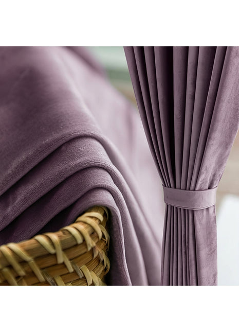 Rideau Occultant Velours Mauve Poudré Chambre