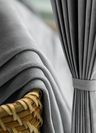 Rideau Occultant Velours Gris Perle Salon