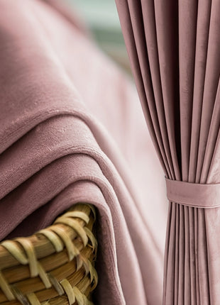 Rideau Occultant Velours Rose Blush Chambre