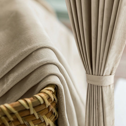 Rideau Occultant Velours Beige Sable Chambre