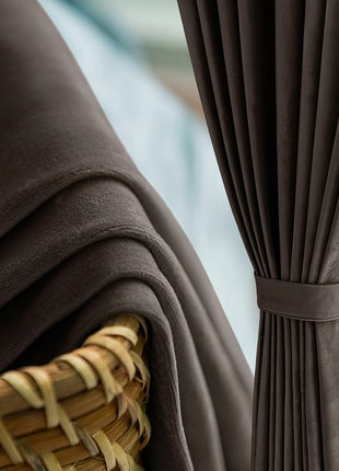 Rideau Occultant Velours Gris Taupe Bureau