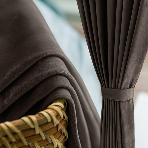 Rideau Occultant Velours Gris Taupe Bureau
