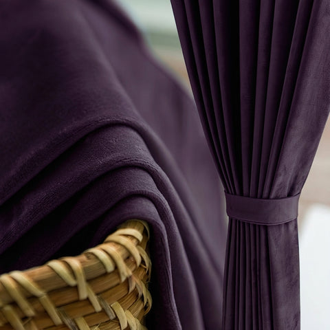 Rideau Occultant Velours Prune Foncé Salon