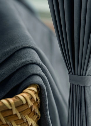 Rideau Occultant Velours Gris Orage Bureau