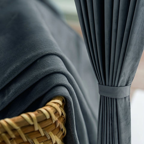 Rideau Occultant Velours Gris Orage Bureau